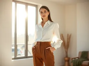 Uśmiechnięta kobieta stylizuje włosy za pomocą lokówko-suszarki Babyliss Pro w jasnej, nowoczesnej łazience.